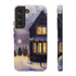 Glowing Homes in the Snow with Christmas Decorations - Impact Resistant Phone Case Samsung Galaxy S22 Matte